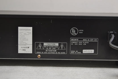 Sony CDP-291 Single CD Player * Fully Serviced * New Belts