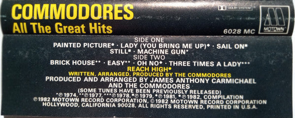 Commodores : All The Great Hits (Cass, Comp, Dol)