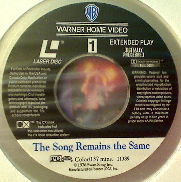 Led Zeppelin : The Song Remains The Same (Laserdisc, 12", NTSC, Dol + Laserdisc, 12", S/Side)