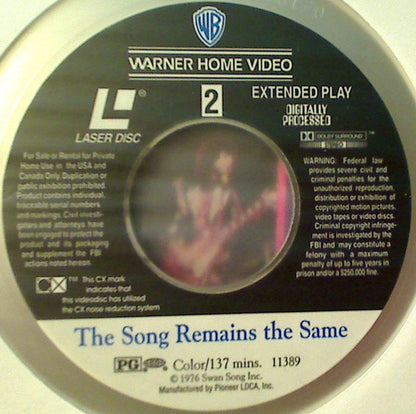 Led Zeppelin : The Song Remains The Same (Laserdisc, 12", NTSC, Dol + Laserdisc, 12", S/Side)