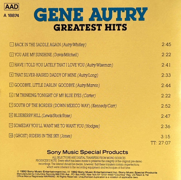 Gene Autry : Greatest Hits (CD, Comp)