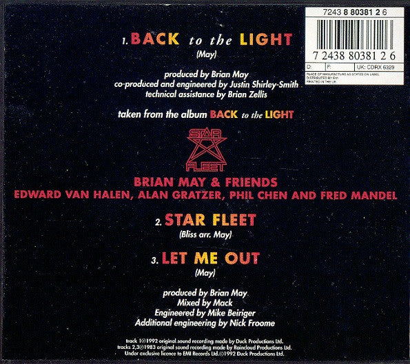 Brian May : Back To The Light Plus Star Fleet Part 1 (CD, Single, CD1)