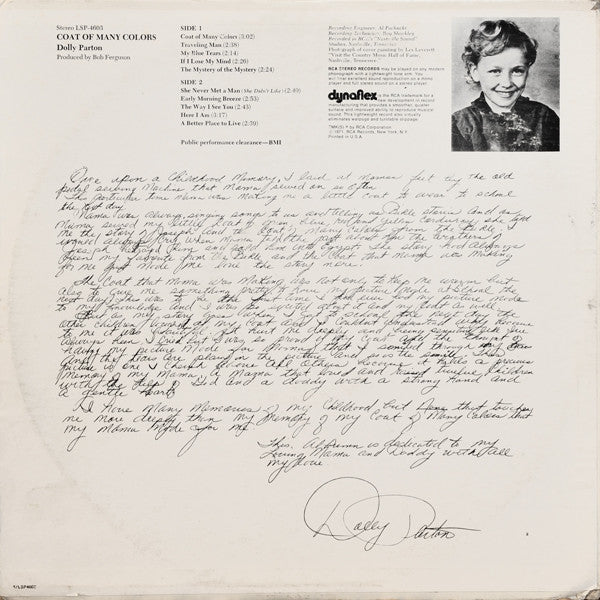 Dolly Parton : Coat Of Many Colors (LP, Album, Roc)