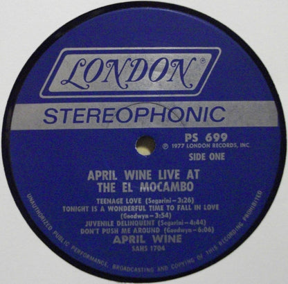 April Wine : Live At The El Mocambo (LP, Album)