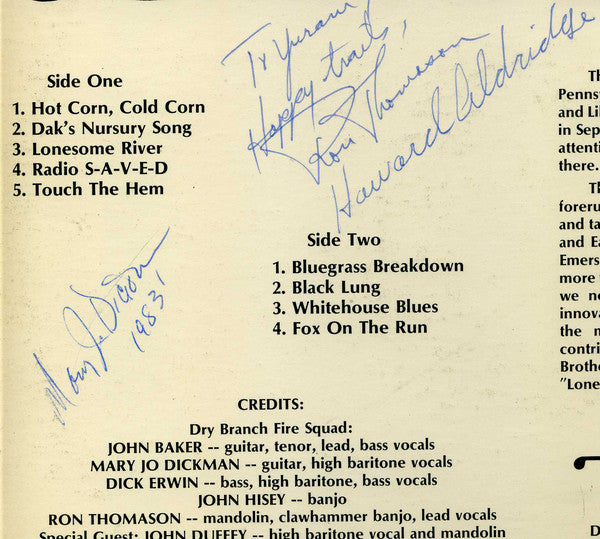 Dry Branch Fire Squad : On Tour (Live At Granite Hill Park) (LP, Album)