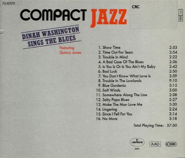 Dinah Washington Featuring Quincy Jones : Dinah Washington Sings The Blues (CD, Comp, Club, RM)