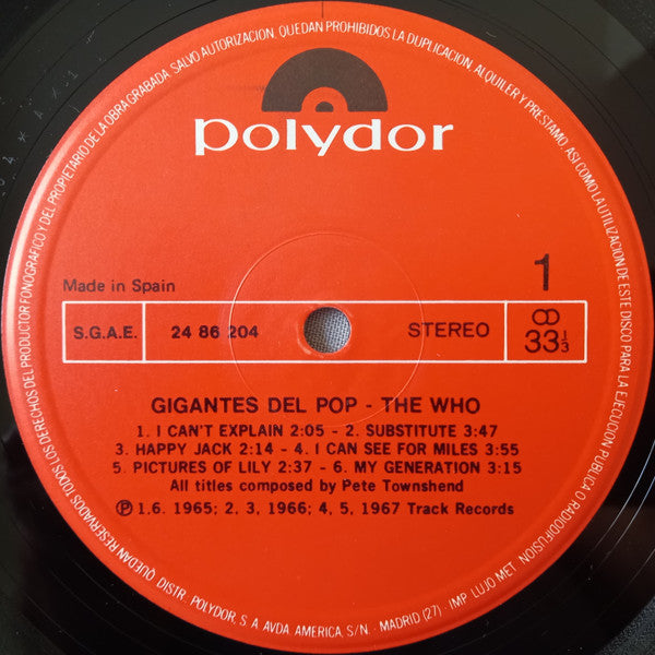 The Who : Gigantes Del Pop Vol. 2 (LP, Comp)