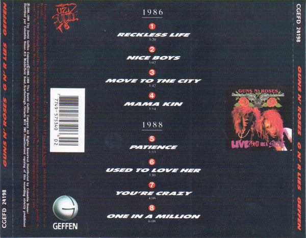 Guns N' Roses : G N' R Lies (CD, Album, Club, RE, CRC)