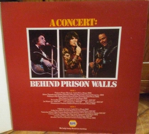 Johnny Cash - Linda Ronstadt - Roy Clark : Napa Presents A Concert: Behind Prison Walls (LP, Album, Comp, Glo)