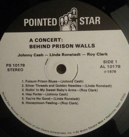 Johnny Cash - Linda Ronstadt - Roy Clark : Napa Presents A Concert: Behind Prison Walls (LP, Album, Comp, Glo)