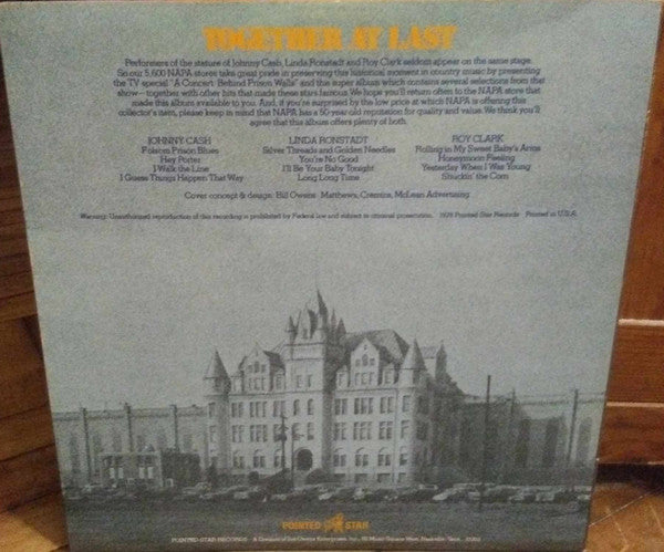 Johnny Cash - Linda Ronstadt - Roy Clark : Napa Presents A Concert: Behind Prison Walls (LP, Album, Comp, Glo)