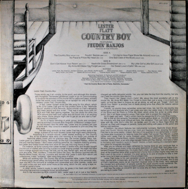 Lester Flatt : Country Boy (Featuring Feudin' Banjos) (LP, Album, Ind)