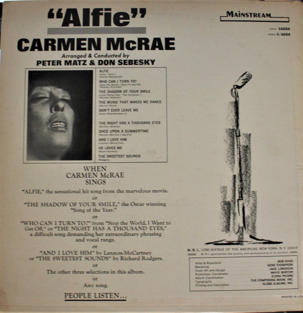 Carmen McRae : Alfie (LP, Album)