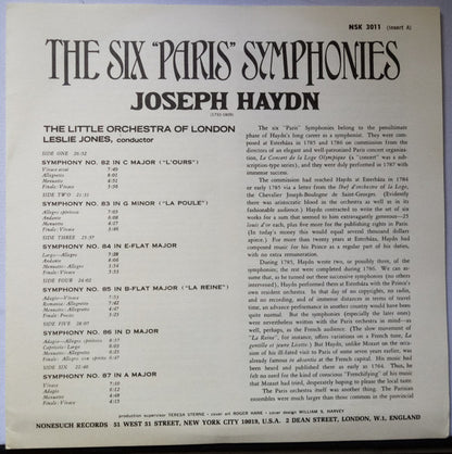 Joseph Haydn, The Little Orchestra Of London, Leslie Jones : The Six "Paris" Symphonies  (Reel, 7" Reel, Tri)