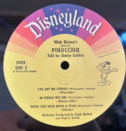 Ned Washington, Leigh Harline, Paul J. Smith : Walt Disney's Story And Songs From Pinocchio (LP, Album, RE)