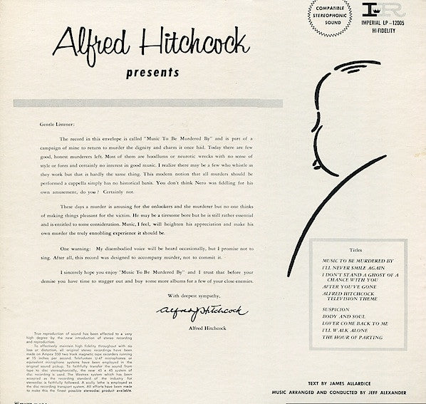 Alfred Hitchcock : Presents Music To Be Murdered By (LP, Album)