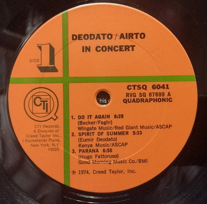 Deodato* / Airto* : In Concert (LP, Album, Quad)