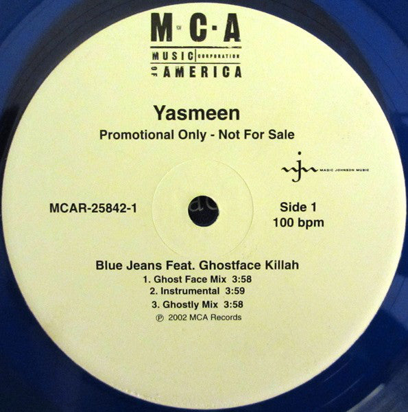Yasmeen Feat. Ghostface Killah : Blue Jeans (12", Promo, Blu)