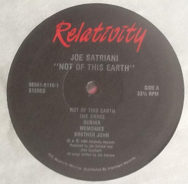 Joe Satriani : Not Of This Earth (LP, Album)