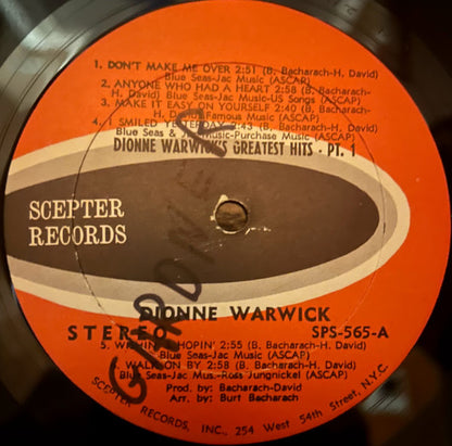 Dionne Warwick : Dionne Warwick's Golden Hits - Part One (LP, Comp, Kee)