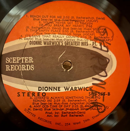 Dionne Warwick : Dionne Warwick's Golden Hits - Part One (LP, Comp, Kee)