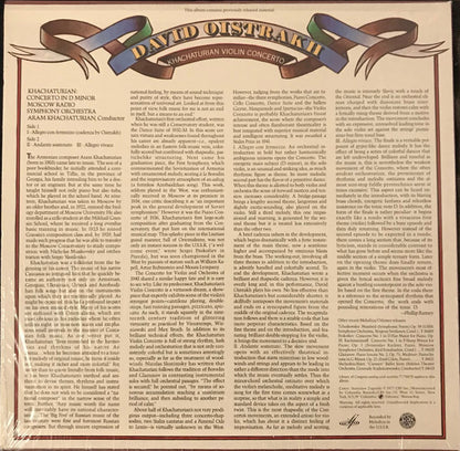 Khachaturian*, David Oistrakh* : The Moscow Radio Symphony Orchestra* : Concerto For Violin And Orchestra In D Minor (LP)