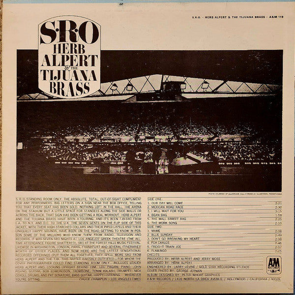 Herb Alpert & The Tijuana Brass : S.R.O. (LP, Album)