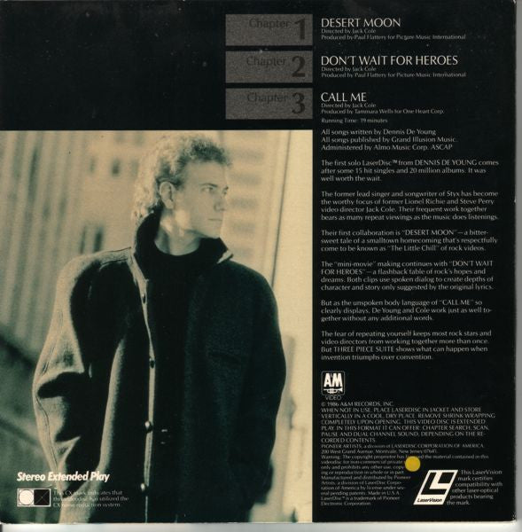 Dennis DeYoung : Three Piece Suite (Laserdisc, 8", S/Sided, NTSC, CLV)