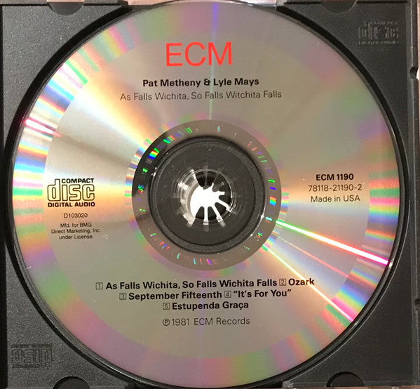 Pat Metheny & Lyle Mays : As Falls Wichita, So Falls Wichita Falls (CD, Album, Club, RE, BMG)