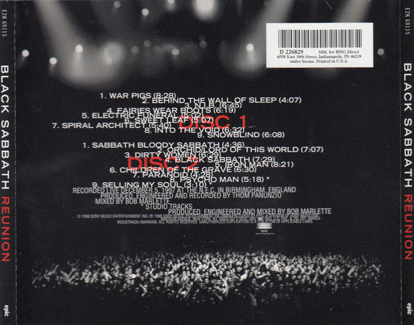 Black Sabbath : Reunion (2xCD, Album, Club)