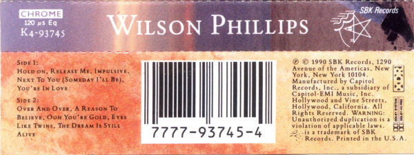 Wilson Phillips : Wilson Phillips (Cass, Album, Chr)