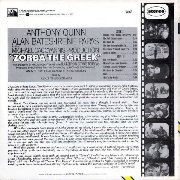 Mikis Theodorakis : Zorba The Greek (Original Soundtrack) (LP, Album, RP, ABC)