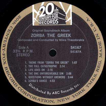 Mikis Theodorakis : Zorba The Greek (Original Soundtrack) (LP, Album, RP, ABC)