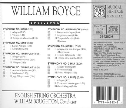 Boyce*, William Boughton, English String Orchestra : The Eight Symphonies (CD, Album, RE)