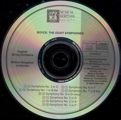 Boyce*, William Boughton, English String Orchestra : The Eight Symphonies (CD, Album, RE)