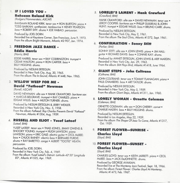 Various : Atlantic Jazz Saxophones (CD, Comp)