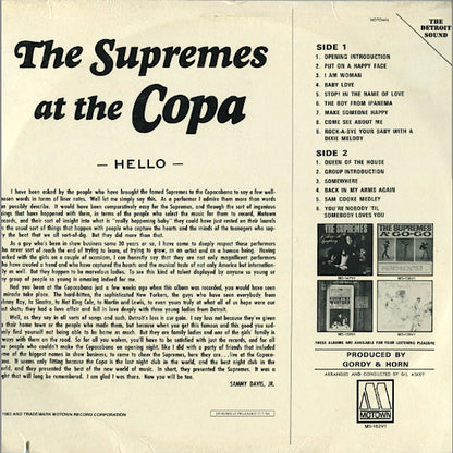The Supremes : At The Copa (LP, Album, RE)
