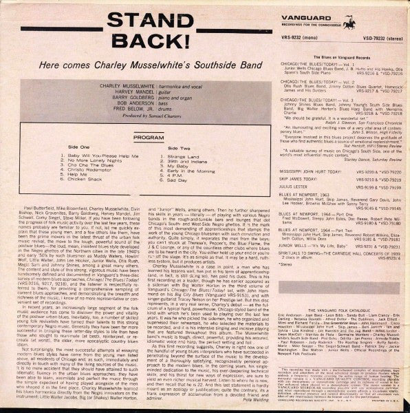 Charley Musselwhite's South Side Band* : Stand Back! Here Comes Charley Musselwhite's South Side Band (LP, Album)