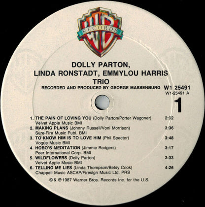 Dolly Parton, Linda Ronstadt, Emmylou Harris : Trio (LP, Album, Club, Col)