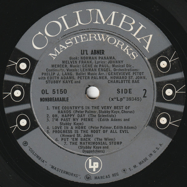 Norman Panama, Melvin Frank & Michael Kidd : Li'l Abner (An Original Musical Comedy) (LP, Album, Bri)