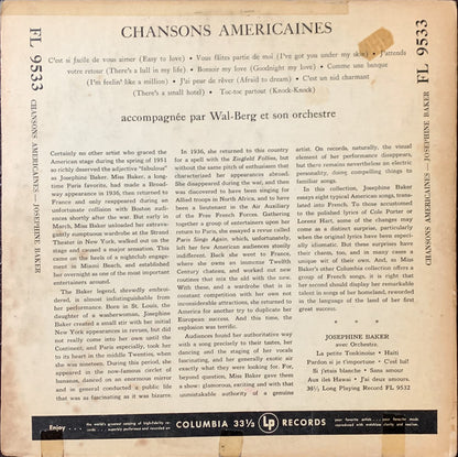 Josephine Baker : Chansons Américaines (10", Album)