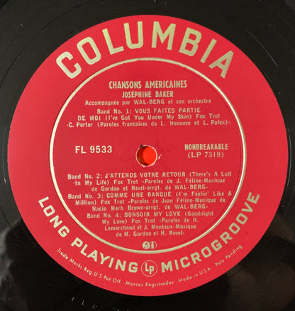 Josephine Baker : Chansons Américaines (10", Album)