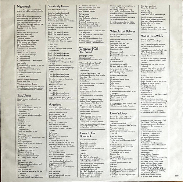 Kenny Loggins : Nightwatch (LP, Album, Cus)