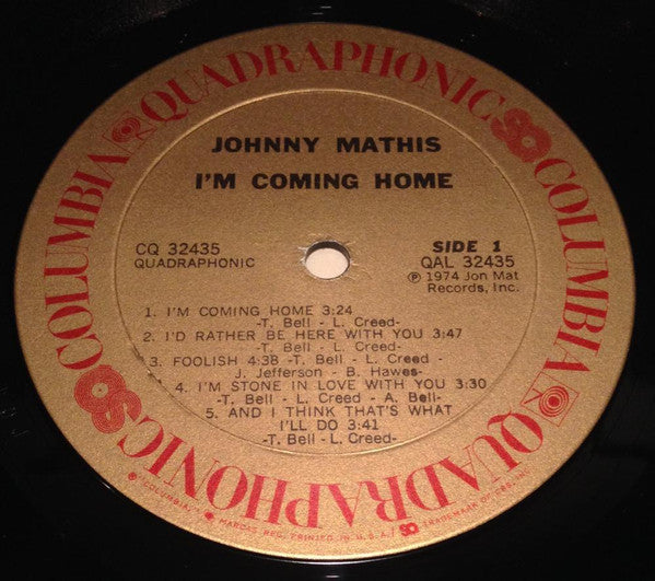 Johnny Mathis : I'm Coming Home (LP, Album, Quad)