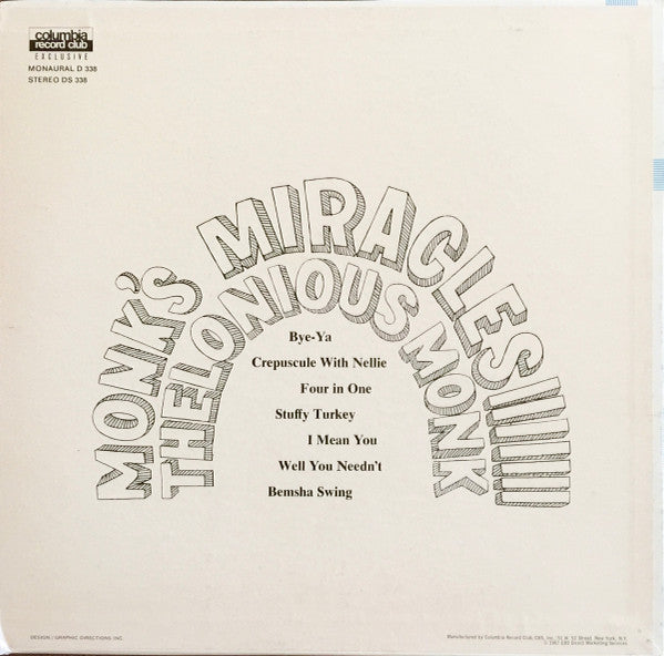 Thelonious Monk : Monk's Miracles (LP, Comp, Club)
