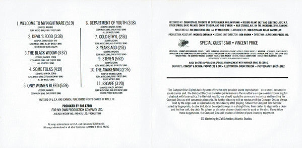 Alice Cooper (2) : Welcome To My Nightmare (CD, Album, Club, RE, Oly)
