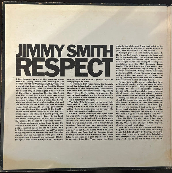 Jimmy Smith : Respect (LP, Album, RP, Gat)