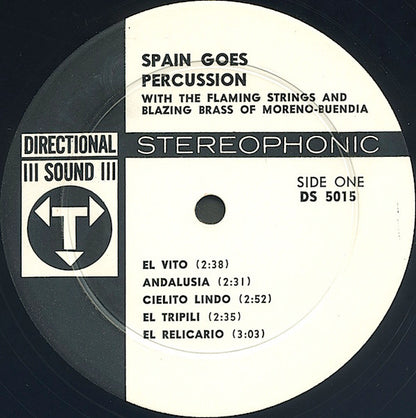 The Flaming Strings & Blazing Brass Of Moreno-Buendia* : Spain Goes Percussion (LP, Gat)