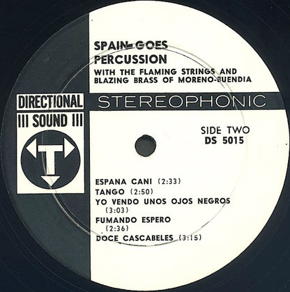 The Flaming Strings & Blazing Brass Of Moreno-Buendia* : Spain Goes Percussion (LP, Gat)