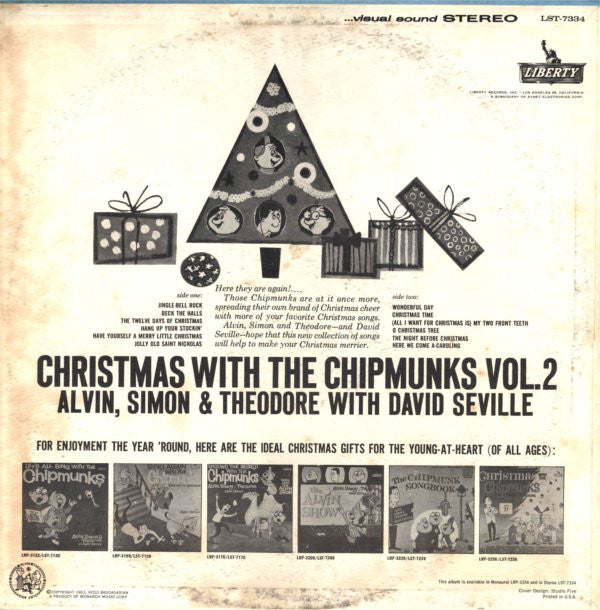 The Chipmunks : Alvin, Simon & Theodore* With David Seville : Christmas With The Chipmunks Vol. 2 (LP, Album, RE)